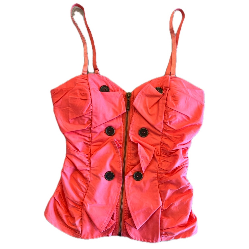 Bustier Zippered Detachable Adjustable Straps Ruched Back Padded Stretch Top S